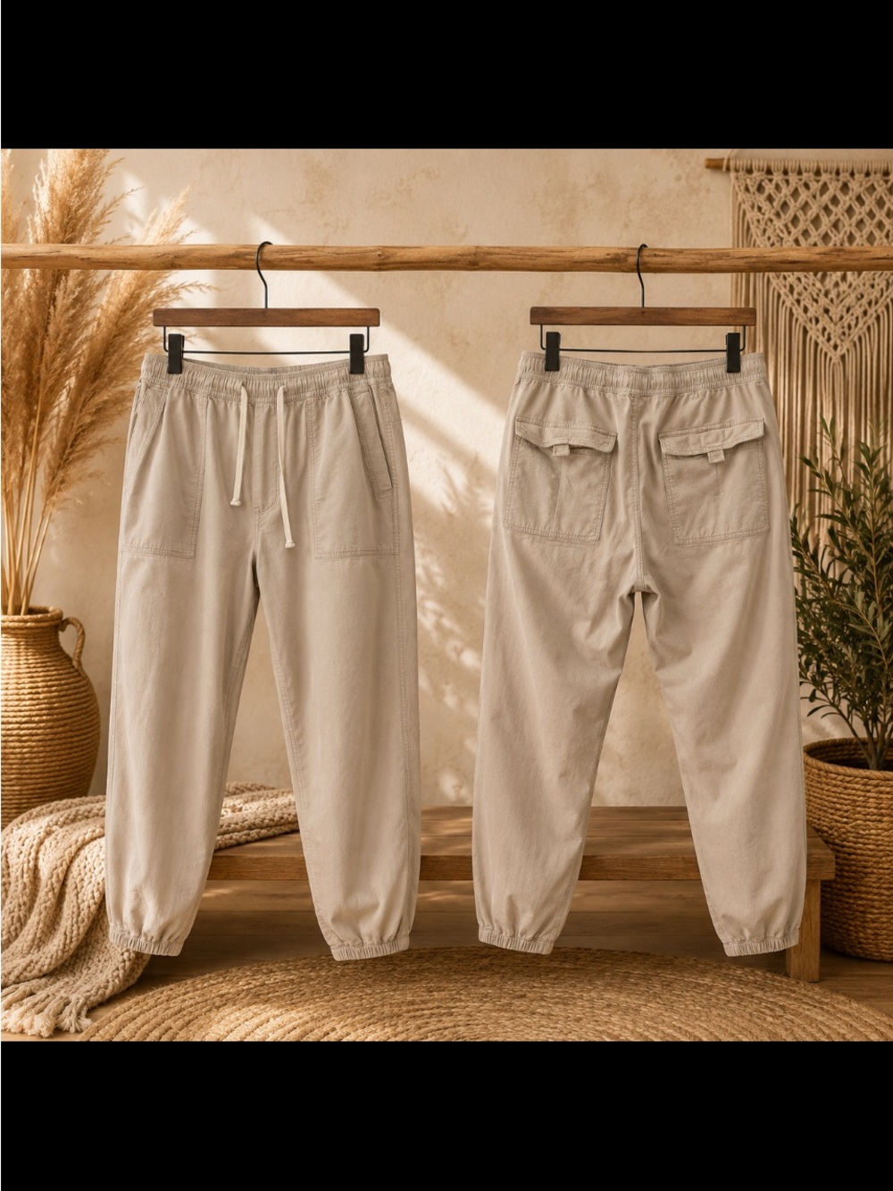 Abercrombie & Fitch Men's Drawstring Joggers — Light Beige XL